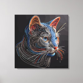 Impressão Em Tela Retrato da face de um gato - gerado por IA