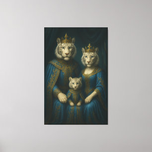 Impressão Em Tela Retrato da Família do Tigre Branco Real – Majestos