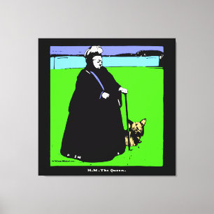 Impressão Em Tela Retrato da Rainha Vitória e do Cão Yorkie