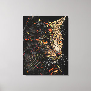 Impressão Em Tela Retrato de abstrato de gato