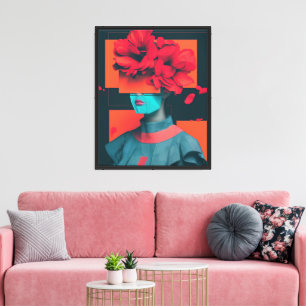 Impressão Em Tela Retrato de abstrato moderna com flores