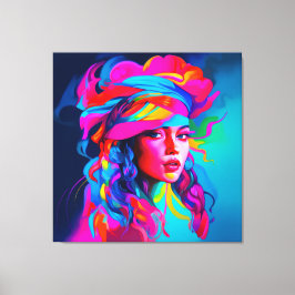 Impressão Em Tela Retrato de Abstrato vibrante