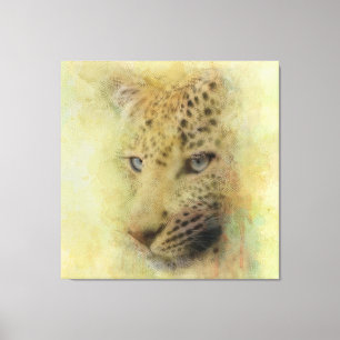 Impressão Em Tela Retrato de Aquarela do Leopardo Africano