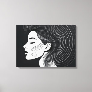 Impressão Em Tela Retrato de Arte de Linha Minimalista