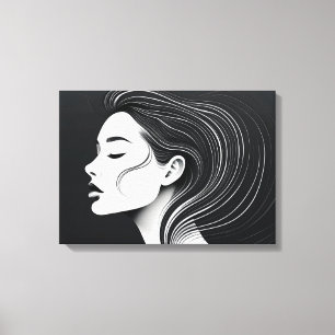 Impressão Em Tela Retrato de Arte de Linha Minimalista