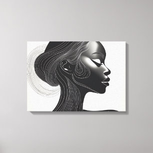 Impressão Em Tela Retrato de Arte de Linha Minimalista