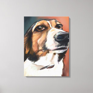 Impressão Em Tela Retrato de Beagle Desenho De Lápis Colorido