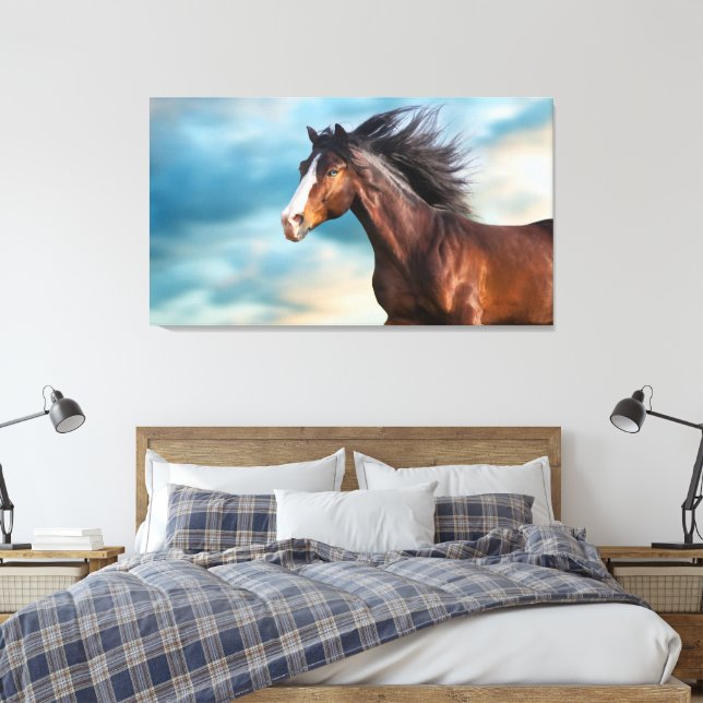 Impressão Em Tela Retrato de Belo Cavalo com Longa Manga (Insitu(Quarto))