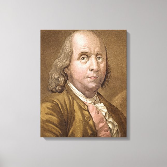 Impressão Em Tela Retrato de Benjamin Franklin (1706-1790), de Le (Frente)