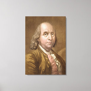 Impressão Em Tela Retrato de Benjamin Franklin (1706-90), 'do Le
