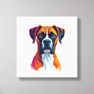 Impressão Em Tela Retrato de Boxer Vintage em Arte Pop com Salpicos