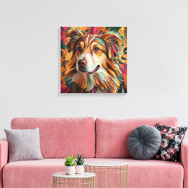 Impressão Em Tela Retrato de Cachorro Geométrico abstrato - Arte Dig