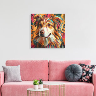 Impressão Em Tela Retrato de Cachorro Geométrico abstrato - Arte Dig