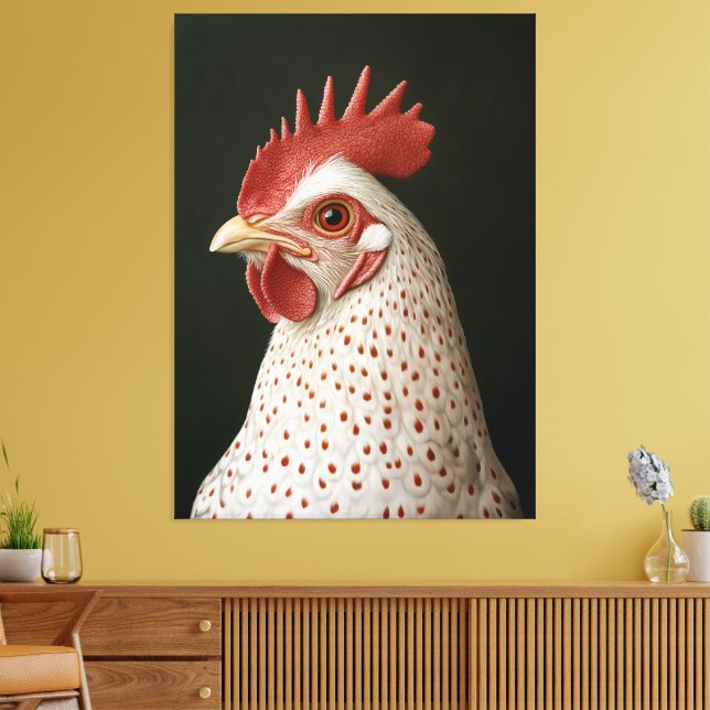 Impressão Em Tela Retrato de Frango Manchado (Insitu(Sala de estar))