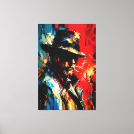 Impressão Em Tela Retrato de Gângster Pintura Abstrata Estilo Vintag