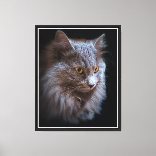 Impressão Em Tela Retrato de Gato Nebelung de Pelo Longo Azul Russo