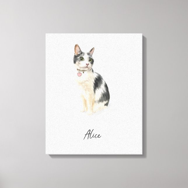 Impressão Em Tela Retrato de Gato Personalizado Aquarela (Frente)