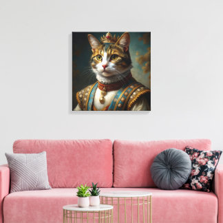 Impressão Em Tela Retrato de Gato Renascentista