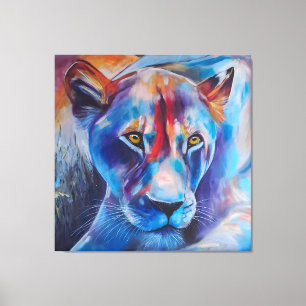 Impressão Em Tela Retrato de Gato Selvagem Pintado à Mão