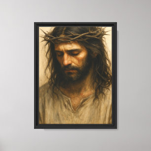 Impressão Em Tela Retrato de Jesus Coroa de Espinhos