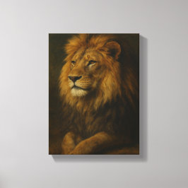 Impressão Em Tela Retrato de Leão Majestoso com Arte Regal