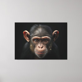 Impressão Em Tela Retrato de macaco - Realismo de fechamento de chim