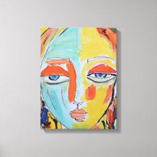 Impressão Em Tela Retrato de Mulher Amarela e Menta Serena