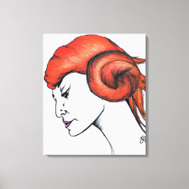 Impressão Em Tela Retrato de mulher com cabelo laranja em arte pop