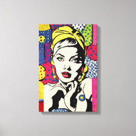 Impressão Em Tela Retrato de Mulher em Arte Pop Retrô