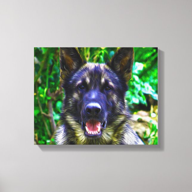 Impressão Em Tela Retrato de pintura de óleo de german shepherd (Frente)