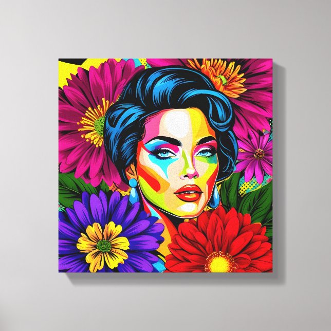 Impressão Em Tela retrato de pop art (Frente)