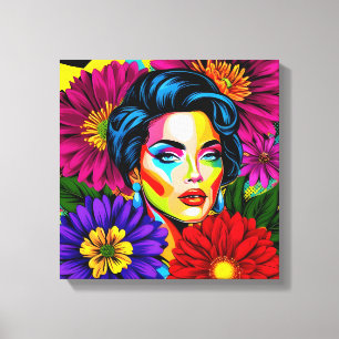 Impressão Em Tela retrato de pop art