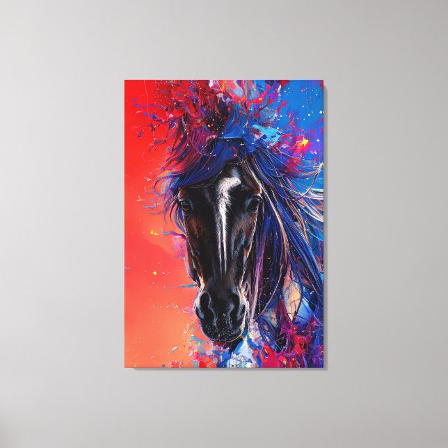 Impressão Em Tela retrato de um cavalo de pesca abstrato (Frente)