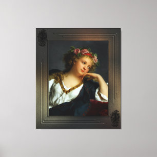 Impressão Em Tela Retrato de uma dama Vestindo uma coroa floral