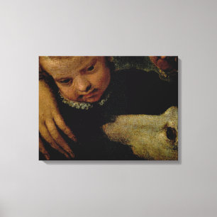 Impressão Em Tela Retrato de uma mulher com uma criança e um cão,