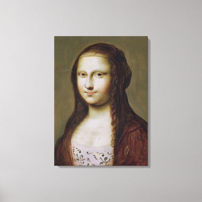 Impressão Em Tela Retrato de uma Mulher Inspirado pela Mona Lisa (Frente)