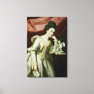 Impressão Em Tela Retrato de uma senhora com uma estatueta do Cupido