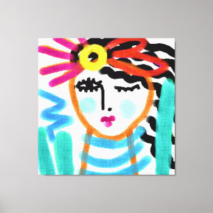 Impressão Em Tela Retrato digital abstrato de uma mulher ao sol