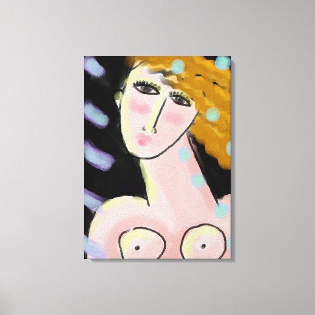 Impressão Em Tela Retrato digital de Abstrato da Noite 2 de uma Mulh (Frente)