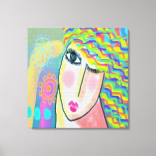 Impressão Em Tela Retrato digital primavera Abstrato de uma mulher