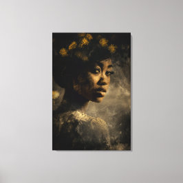 Impressão Em Tela Retrato do Brilho de Melanina da Coroa de Dente-de