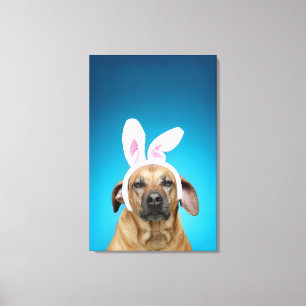 Impressão Em Tela Retrato do cão que veste as orelhas do coelhinho