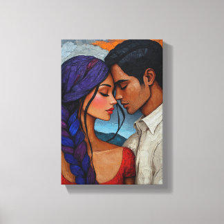 Impressão Em Tela Retrato do Casal abstrato - Amor em Formas Artísti