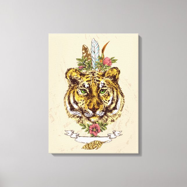 Impressão Em Tela Retrato do estilo Tiger Boho (Frente)