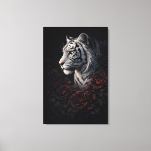 Impressão Em Tela Retrato do Tigre Branco – Poder Calmo e Olhar Sile