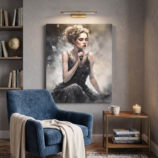 Impressão Em Tela Retrato Dramático de Cantora Feminina (Criador carregado)