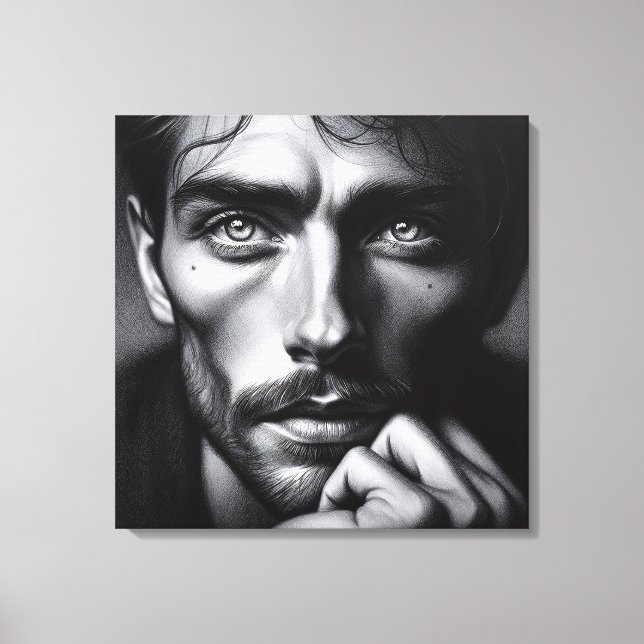 Impressão Em Tela Retrato em Grafite: O Contador Silencioso (Frente)