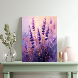 Impressão Em Tela Retrato em Pintura a Óleo de Flores de Lavanda