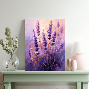 Impressão Em Tela Retrato em Pintura a Óleo de Flores de Lavanda