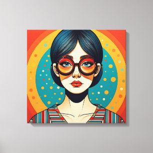 Impressão Em Tela Retrato Estilizado de uma Mulher com Grande Ronda